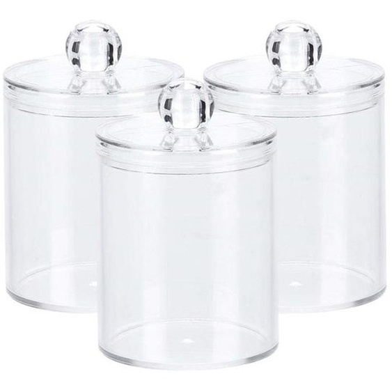 Lot de 3 petits porte-tampons en coton-tige, pot dapothicaire de 10 oz, organisateur de maquillage transparent, distributeur de