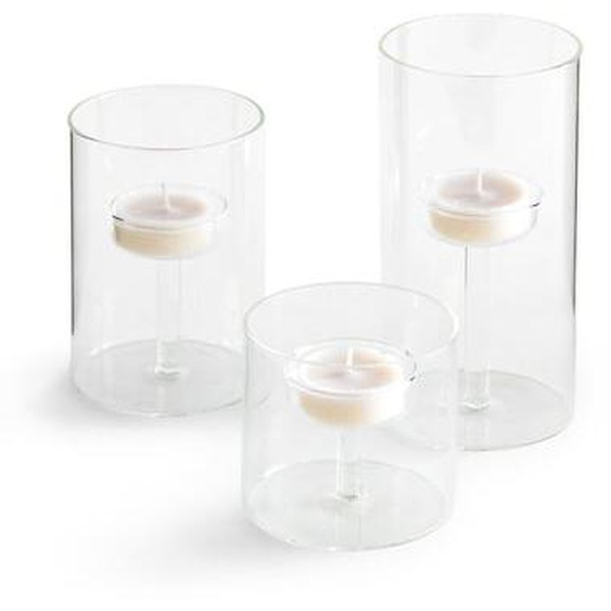 Lot de 3 photophores en verre, Veli