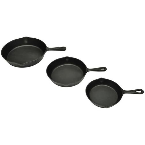 Lot de 3 poêles en fonte