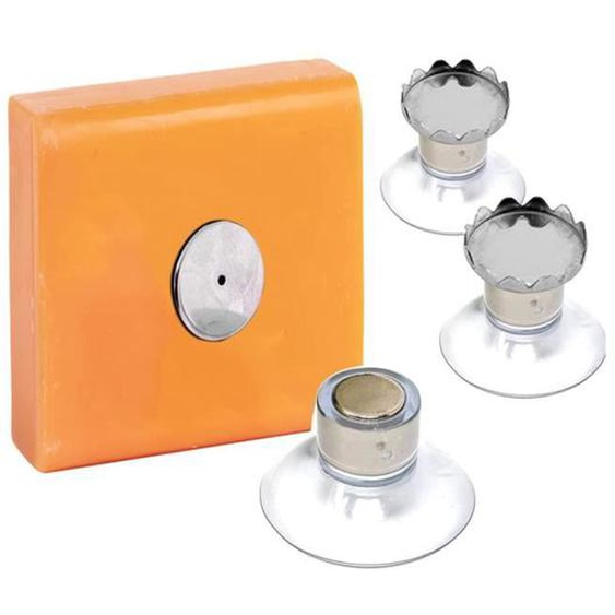 Lot de 3 Porte Savon  Aimanté avec Ventouse - Porte Savon Magnétique Ventouse Puissante - sans Perçage, se Fixent