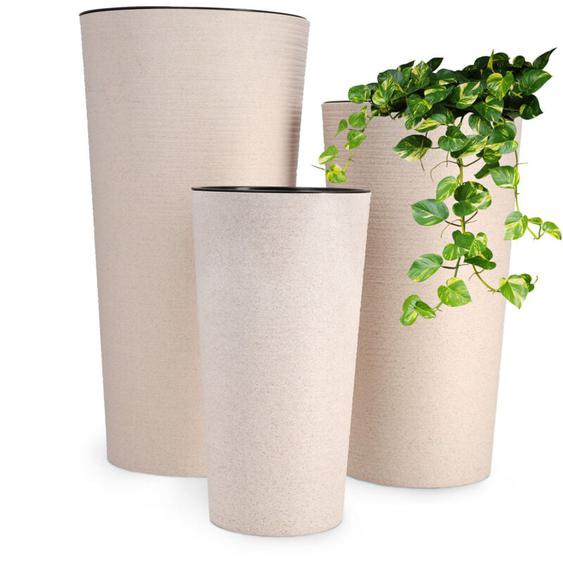 Lot de 3 Pots de Fleurs Pot de Fleurs Insert Support de Fleurs Grand Jardin Beige 57 cm - Kadax