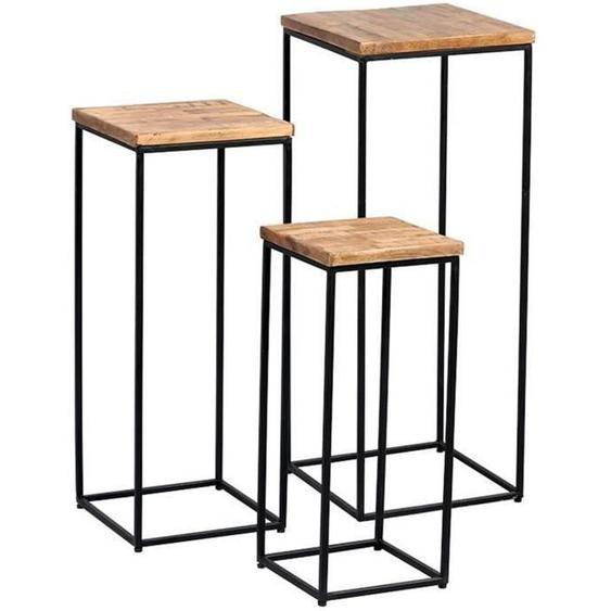 Lot de 3 sellettes en acier et palissandre massif finition noir-naturel