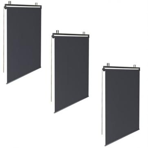Idmarket - Lot de 3 stores enrouleurs L.125 x h. 225 cm - Pour pergola - Gris anthracite