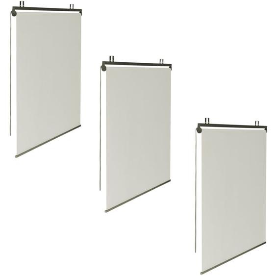 Idmarket - Lot de 3 stores enrouleurs L.124 x h. 225 cm pour pergola écru