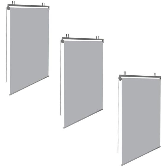 Lot de 3 stores enrouleurs L.124 x h. 225 cm pour pergola gris clair