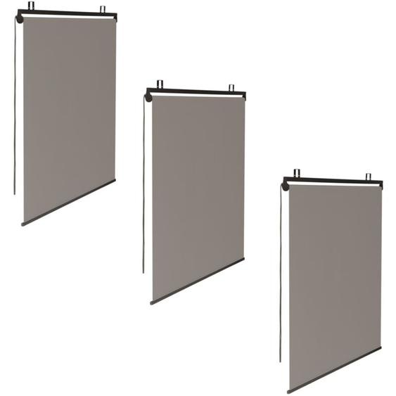 Idmarket - Lot de 3 stores enrouleurs L.124 x h. 225 cm pour pergola taupe