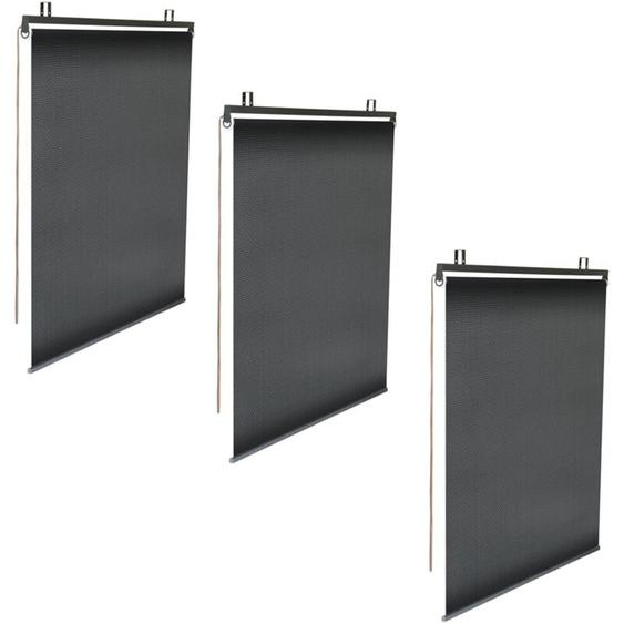 Idmarket - Lot de 3 stores enrouleurs tamisants L.124 x h. 225 cm pour pergola noir