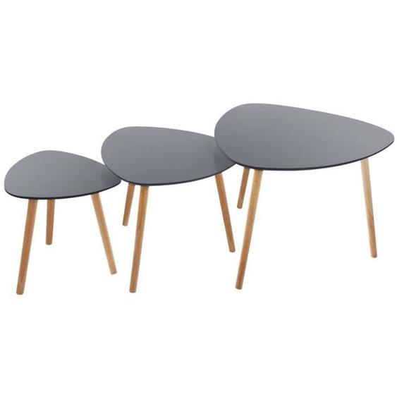 Lot de 3 tables à café en MDF et chêne coloris gris