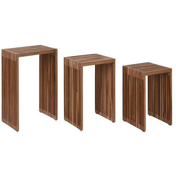 Lot de 3 tables dappoints en bois de teck coloris naturel