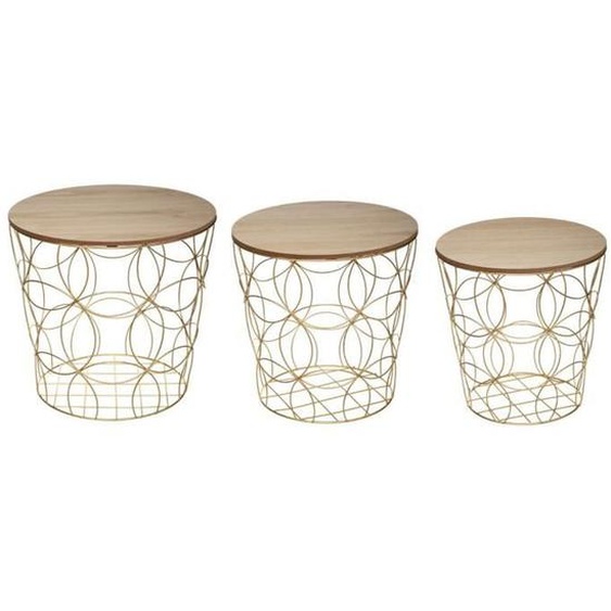 Lot de 3 tables gigogne dorées