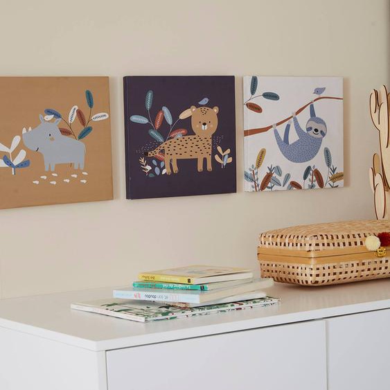 Lot de 3 toiles JUNGLE PARADISE marron