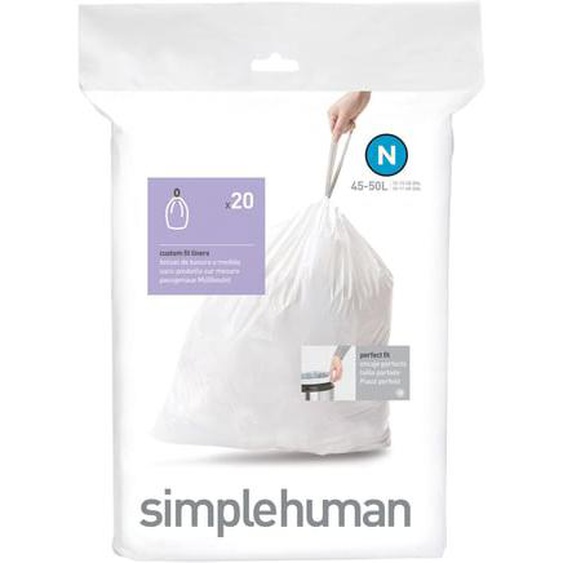 Lot de 3 x 20 sacs poubelle sur mesure blanc 45-50L