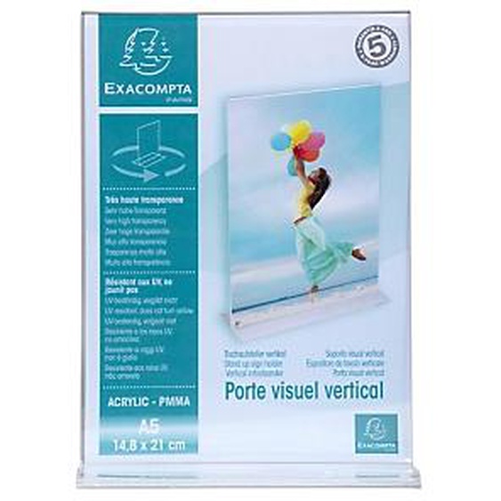 Lot de 30 - EXACOMPTA Porte-visuel droit vertical A5 - Cristal
