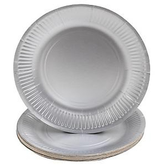 Lot de 35 - PRONAPPE 10 Assiettes en carton rondes, 23 cm - Argent