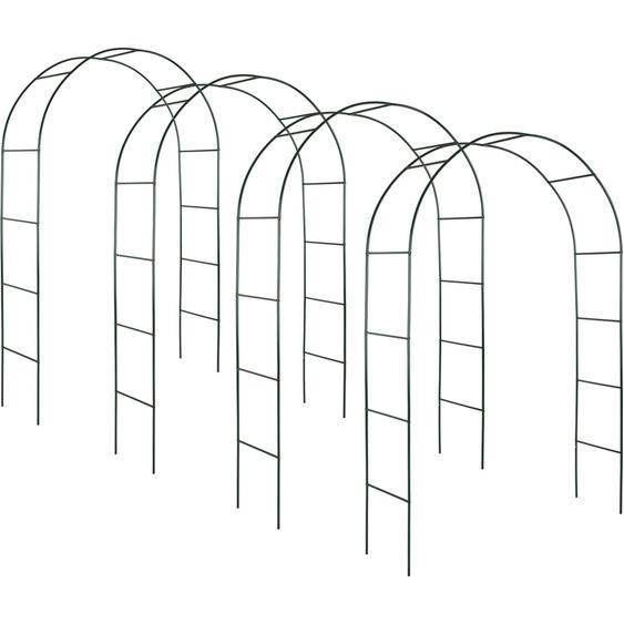 Tectake - Lot de 4 arches de jardin à roses en acier Résistant aux intempéries