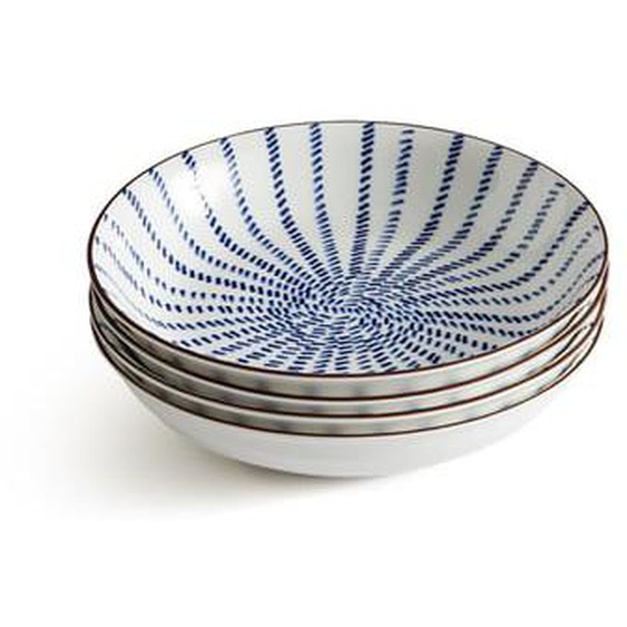 Lot de 4 assiettes creuses motif rayons, Bowlia