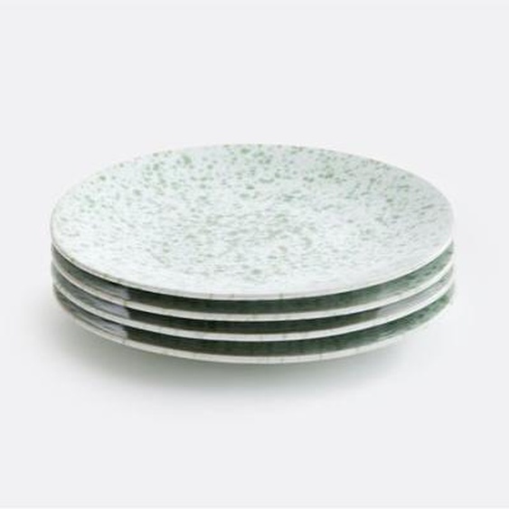 Lot de 4 assiettes plates grès émail réactif Halni