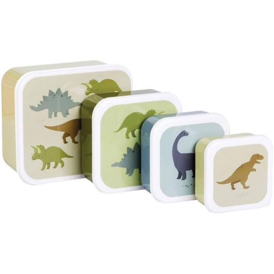 Lot De 4 Boîtes À Goûter Dinosaure Vert, Bleu