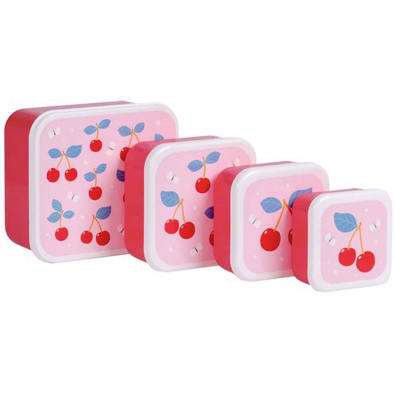 Lot De 4 Boîtes À Goûter Rose, Rouge, Violet