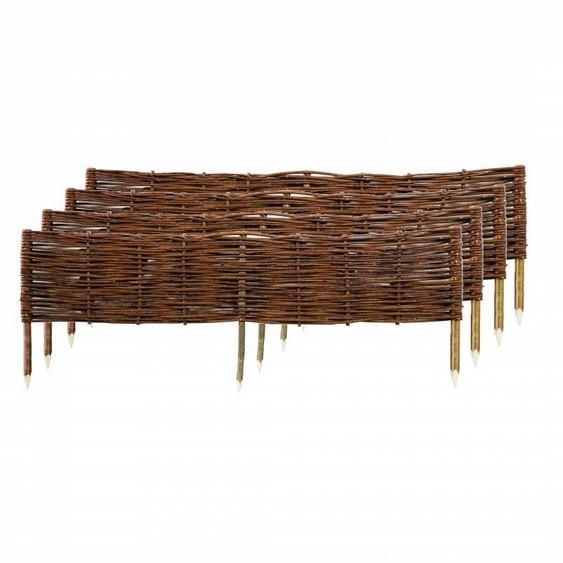 Easycloture - Lot de 4 bordures en osier tressé et piquets noisetier à planter l 1 m x h 20 cm
