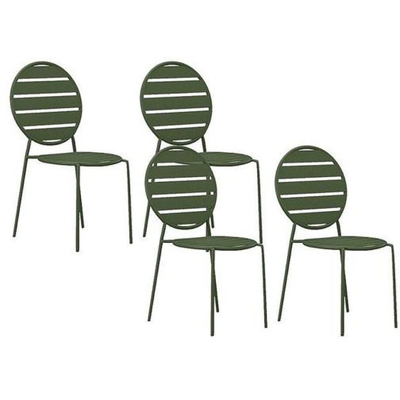Lot de 4 chaises de jardin empilables en métal - Kaki - MONTEFARO de MYLIA