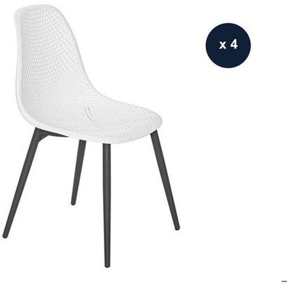 Lot de 4 Chaises de jardin en aluminium et résine coloris blanc Malte - Jardiline
