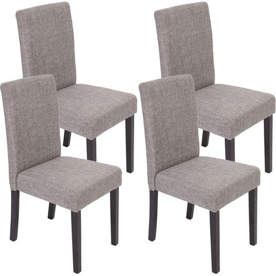 lot de 4 chaises de salle à manger Chaise de cuisine Littau ~ textile, gris, pieds foncés