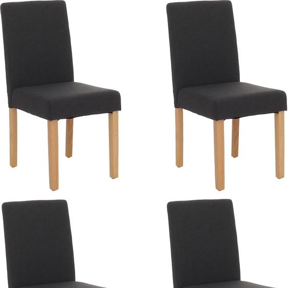 lot de 4 chaises de salle à manger Chaise de cuisine Littau ~ textile, noir, pieds clairs