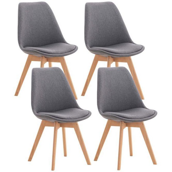 Lot de 4 chaises de salle à manger cuisine bureau style scandinave en tissu gris pieds en bois
