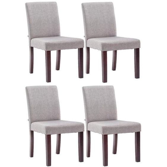 Lot de 4 chaises de salle a manger design classique en tissu gris clair et pieds en bois marron 10_0001771