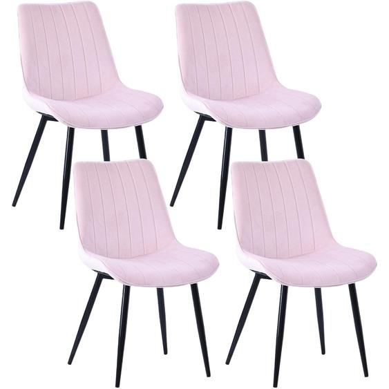 Lot de 4 chaises de salle à manger HOMAVO – Chaises confortables en velours ou en similicuir, ergonomiques, structure métallique, assise large 53 × 43 cm, faciles dentretien