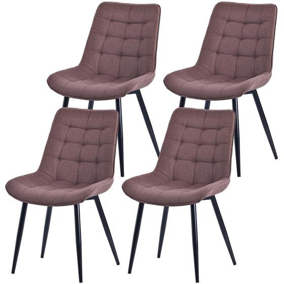 Lot de 4 chaises de salle à manger HOMAVO – Chaises rembourrées avec dossier ergonomique, pieds en métal et revêtement en velours ou en coton et lin
