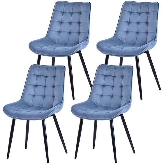 Lot de 4 chaises de salle à manger HOMAVO – Chaises rembourrées avec dossier ergonomique, pieds en métal et revêtement en velours ou en coton et lin