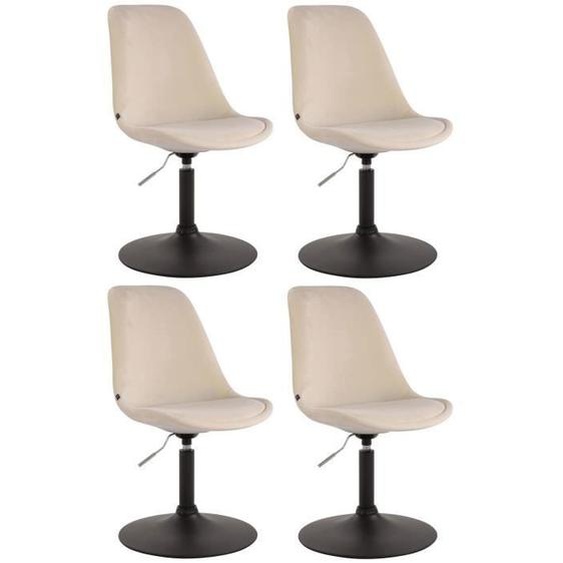 Lot de 4 Chaises de Salle à Manger Maverick Velours Siège Pivotant Colonne en Métal , Crème-Noir