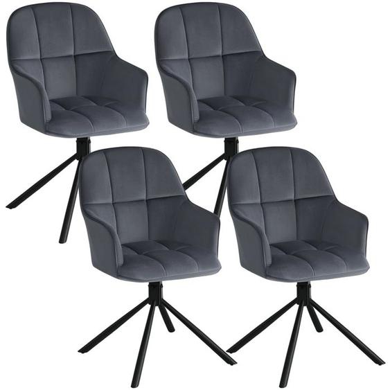 Lot de 4 Chaises de Salle à Manger Pivotante, Chaise Cuisine Scandinave, Fauteuil Rembourré en Velours, Gris foncé E0AG0102-4