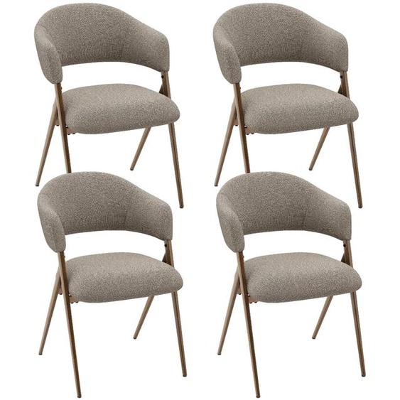 Lot de 4 Chaises de Salle à Manger Vintage,Dossier Ergonomique,Cadre en Métal Solide et Durable,Revêtement en Tissu Marron