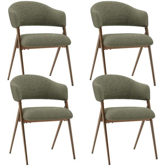 Lot de 4 Chaises de Salle à Manger Vintage,Dossier Ergonomique,Cadre en Métal Solide et Durable,Revêtement en Tissu Vert
