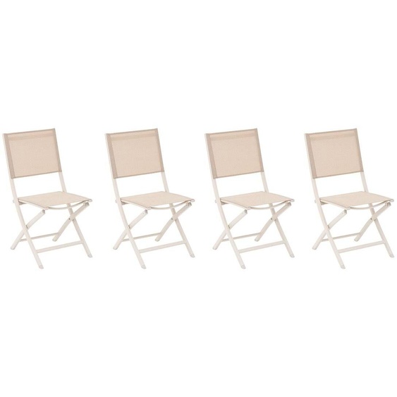 Lot de 4 chaises jardin pliantes ESSENTIA Lin   Argile Aluminium traité époxy, Texaline Hespéride