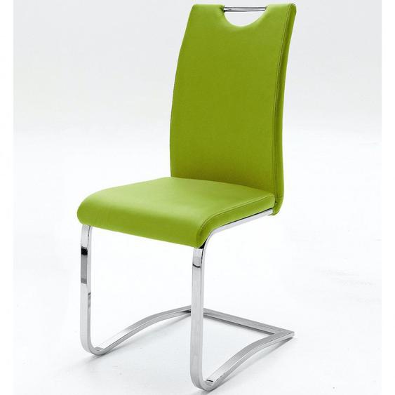 Lot de 4 chaises KILOU coloris vert citron avec piètement luge