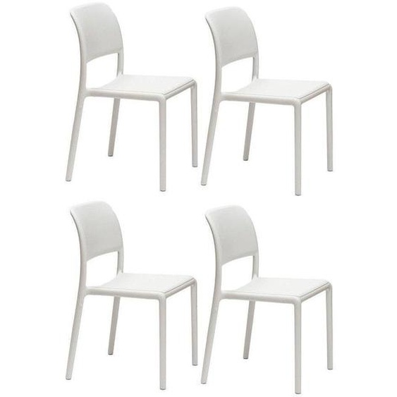 Lot de 4 chaises RIVER empilables design coloris blanc.