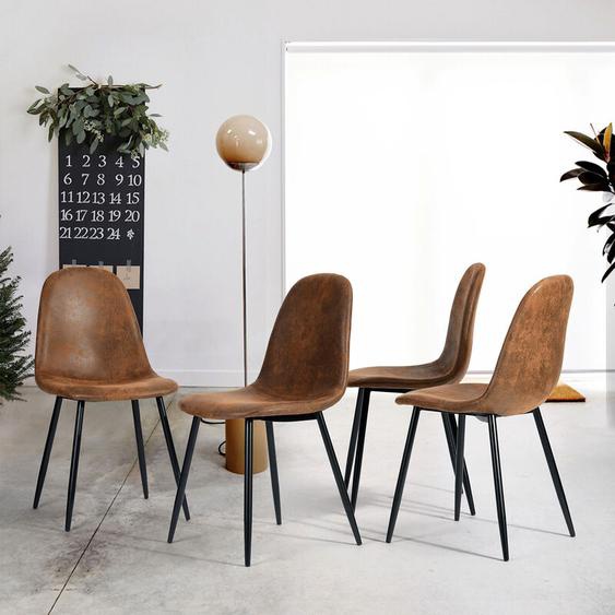 Lot de 4 chaises scandinaves salle à manger vintage marron - Urban Meuble