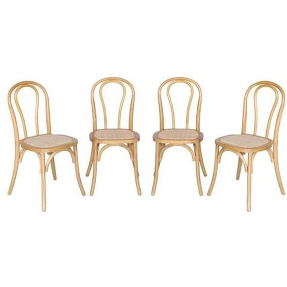 Chaises SWEEEK – Vintage, bois & rotin (Lot de 4)