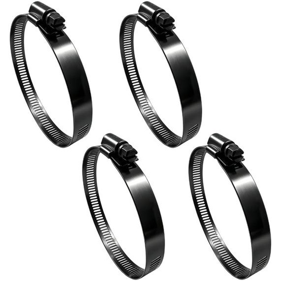 Lot de 4 colliers de serrage, dimensions 105-127 mm, en acier inoxydable 304, couleur noire