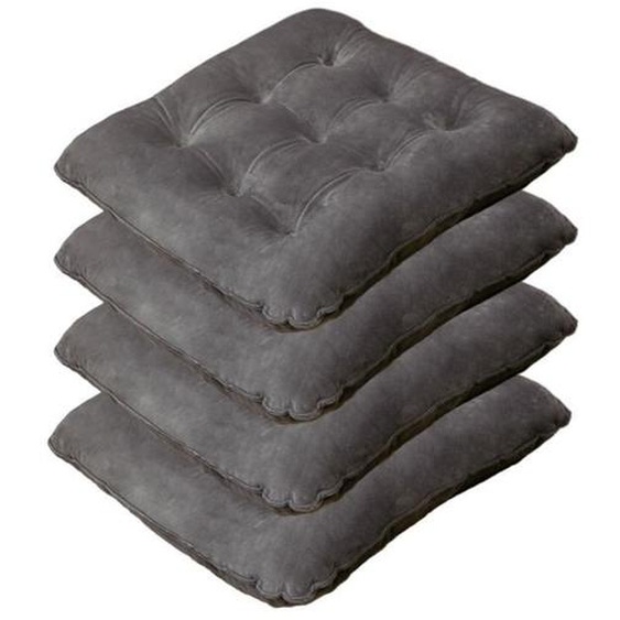 Lot de 4 Coussin de Chaise Coussins de Siège, Carré Coussin de chaise en peluche cristal, avec un design coloré , 40 x40cm,Gris