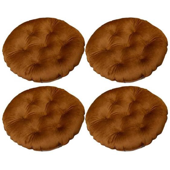 Lot de 4 Coussin de Chaise Coussins de Siège, Ronde Coussin de chaise en peluche cristal, avec un design coloré , 40 x 40cm,Cafe