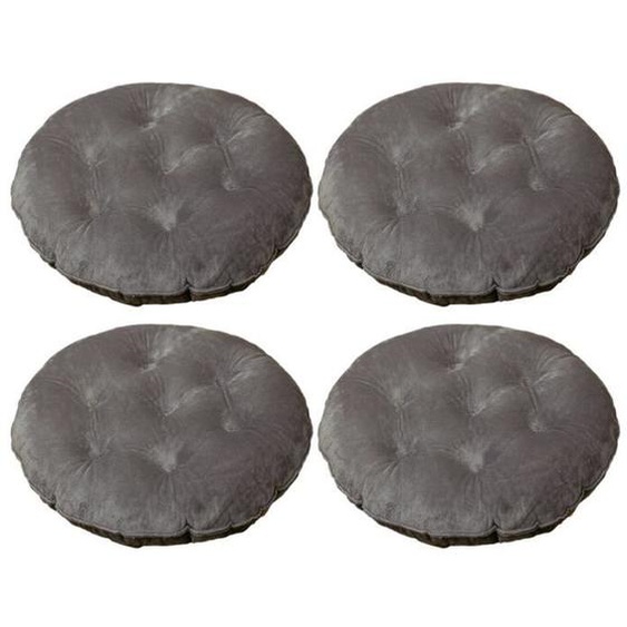 Lot de 4 Coussin de Chaise Coussins de Siège, Ronde Coussin de chaise en peluche cristal, avec un design coloré , 40 x 40cm,Gris