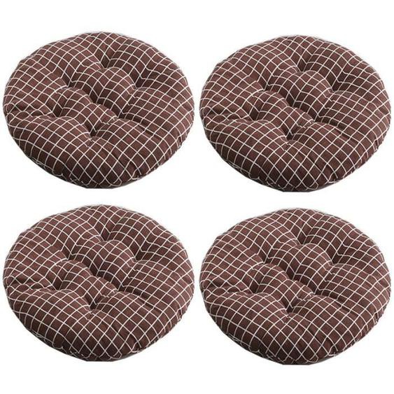 Lot de 4 Coussin de Chaise Coussins de Siège, Ronde Tatami Respirant Schéma Coussins de Chaise Galette de Chaise, 40*40cm,Style K