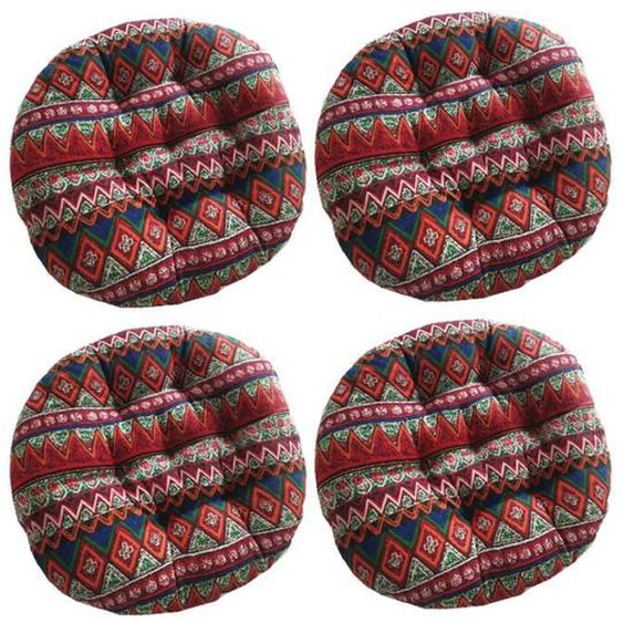 Lot de 4 Coussin de Chaise Coussins de Siège, Ronde Tatami Respirant Schéma Coussins de Chaise Galette de Chaise, 40*40cm,Style M