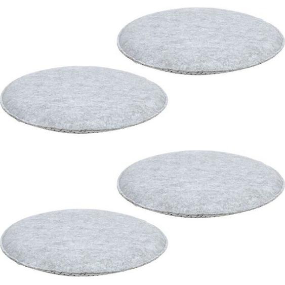 Lot de 4 coussins dassise en feutre gris - IDIMEX - Rond - Intérieur - Confortable