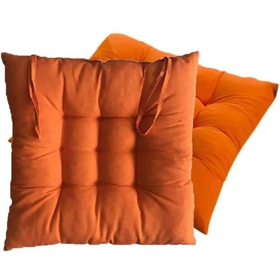 Lot de 4 Coussins de Chaise, 40x40x5cm Galette de Chaise Couverture en Polyster et Remplissage en Coton,Orange